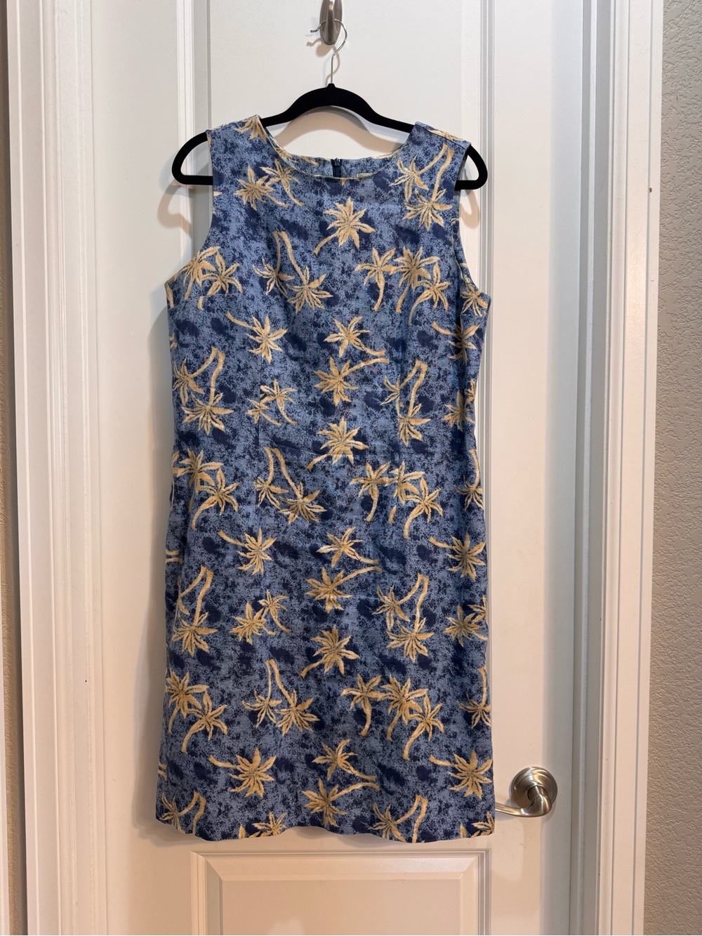 Samantha Taylor Floral Sleeveless Dress Sz 12 Round Neck Lined Back Slit Linen